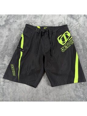 Jetpilot Board Shorts Men 32 Zippin Out Removable Liner Black Neon Surf Wake Y2K